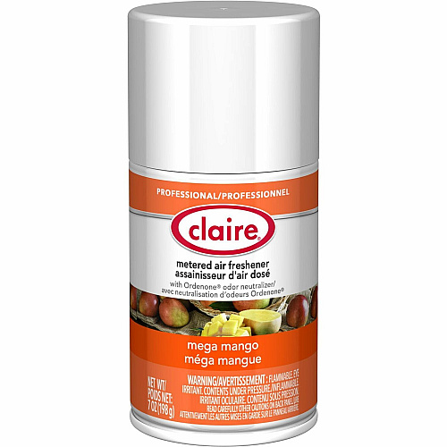Claire Mega Mango Metered Air Freshener Aerosol - 330 Sq. ft. - 10 fl oz (0.3 quart) - Mango - 30 Day - 1 Each (CL116)