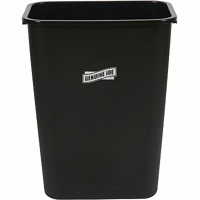 Genuine Joe 41-Quart Wastebasket 10.25 gal Capacity - Durable, Sturdy, Dent Resistant, Chip Resistant, Rust Resistant, Long Lasting - 19.9" Height x 9.4" Width x 15.2" Depth - Polyethylene - Black - 1 Each (GJO00061)
