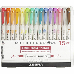 Zebra MILDLINER Dual Ended Brush Pen & Marker Set Medium Brush Pen Point - Assorted Ink - Pigment-based - White Barrel - 15 / Pack (79115) Zebra MILDLINER Dual Ended Brush Pen & Marker Set Medium Brush Pen Point - Assorted Ink - Pigment-based - White Barrel - 15 / Pack (79115)
