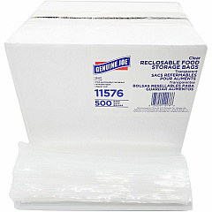 Genuine Joe Food Storage Bags 1 quart Capacity - 8" Length x 7" Width x 1.75 mil (44 Micron) Thickness - Zipper Closure - Clear - Food, Beef, Poultry, Vegetables, Seafood - 500/Box - 8 / Carton (GJO11576CT)
