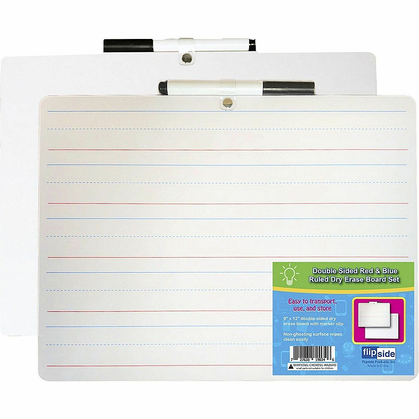 Flipside Products Flipside 2-sided Dry Erase Board Sets 12" (1 ft) Width x 9" (0.8 ft) Height - White Hardboard Surface - Rectangle - Desktop, Lap - 12 / Pack (19134)