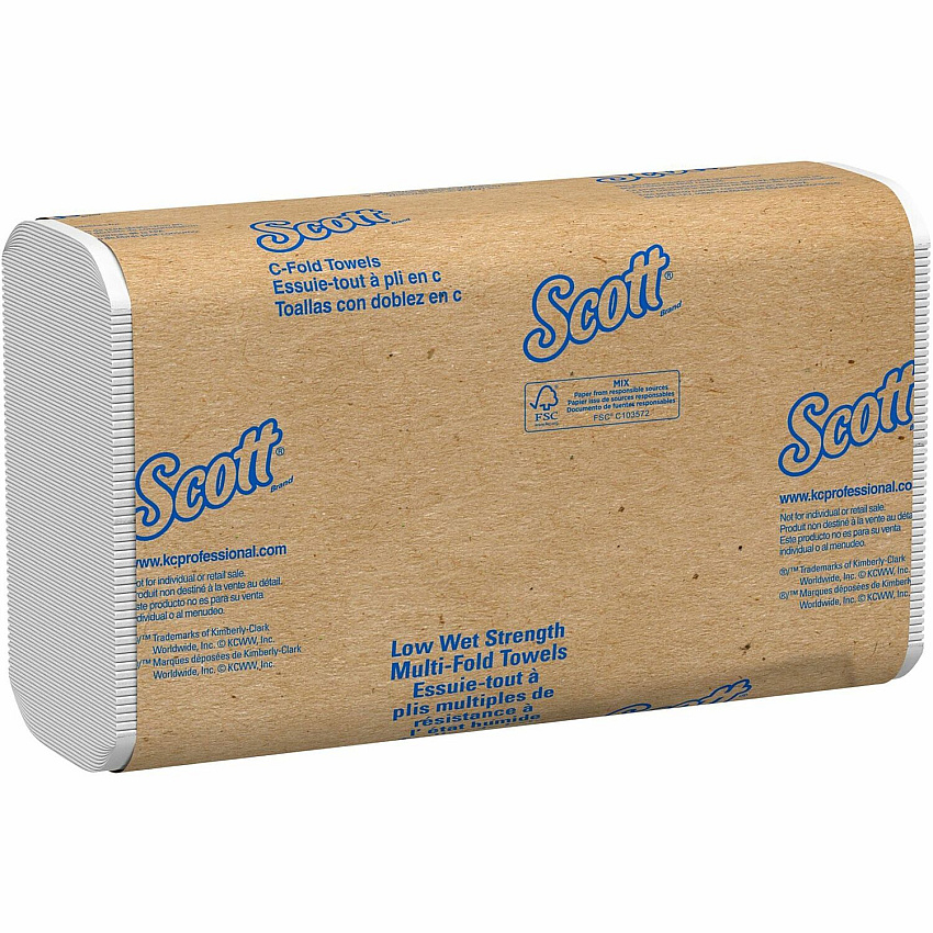 Scott Essential Low Wet Strength Towels C-fold - 10.10" Width x 13.10" Length - White - 200/Pack - 12 / Carton (06041)