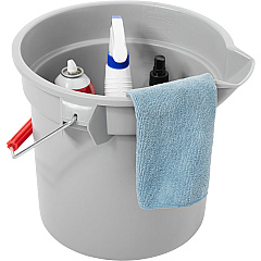 Rubbermaid Commercial Brute 14-quart Round Bucket 3.50 gal - Heavy Duty, Rust Resistant, Bend Resistant, Graduated, Handle, Stackable, Pour Spout - 11.2" - Plastic, Steel - Gray - 6 / Carton (261400GYCT)