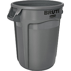 Rubbermaid Commercial Brute 32-Gallon Vented Containers 32 gal Capacity - Round - Handle, Heavy Duty, Reinforced, UV Coated, Damage Resistant, Tear Resistant, Crush Resistant, Warp Resistant - 27.3" Height x 21.9" Diameter - Plastic - Gray -  (263200GYCT)