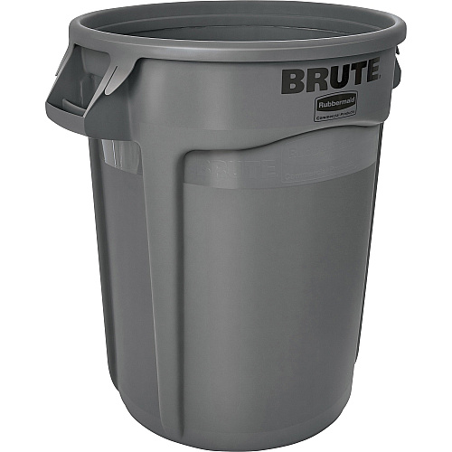 Rubbermaid Commercial Brute 32-Gallon Vented Containers 32 gal Capacity - Round - Handle, Heavy Duty, Reinforced, UV Coated, Damage Resistant, Tear Resistant, Crush Resistant, Warp Resistant - 27.3" Height x 21.9" Diameter - Plastic - Gray -  (263200GYCT)