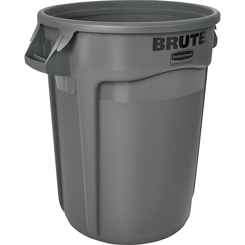 Rubbermaid Commercial Brute 32-Gallon Vented Containers 32 gal Capacity - Round - Handle, Heavy Duty, Reinforced, UV Coated, Damage Resistant, Tear Resistant, Crush Resistant, Warp Resistant - 27.3" Height x 21.9" Diameter - Plastic - Gray -  (263200GYCT)