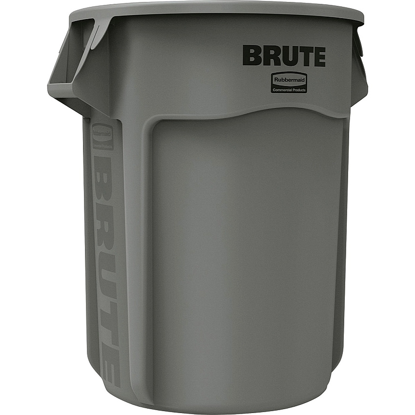 Rubbermaid Commercial Brute 55-Gallon Vented Containers 55 gal Capacity - Round - Handle, Heavy Duty, Reinforced, UV Coated, Damage Resistant, Fade Resistant - 33" Height x 26.4" Diameter - Gray - 3 / Carton (265500GYCT)