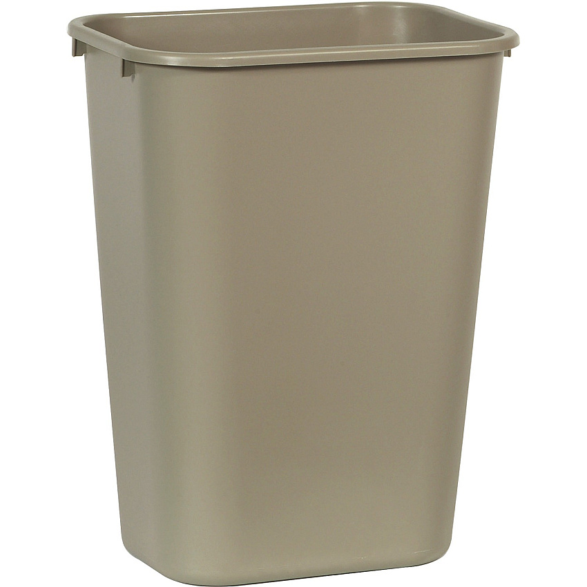 Rubbermaid Commercial 41 QT Large Deskside Wastebaskets 10.25 gal Capacity - Rectangular - Dent Resistant, Durable, Rust Resistant, Easy to Clean - 20" Height x 11.3" Width x 15.3" Depth - Plastic - Beige - 12 / Carton (295700BGCT)