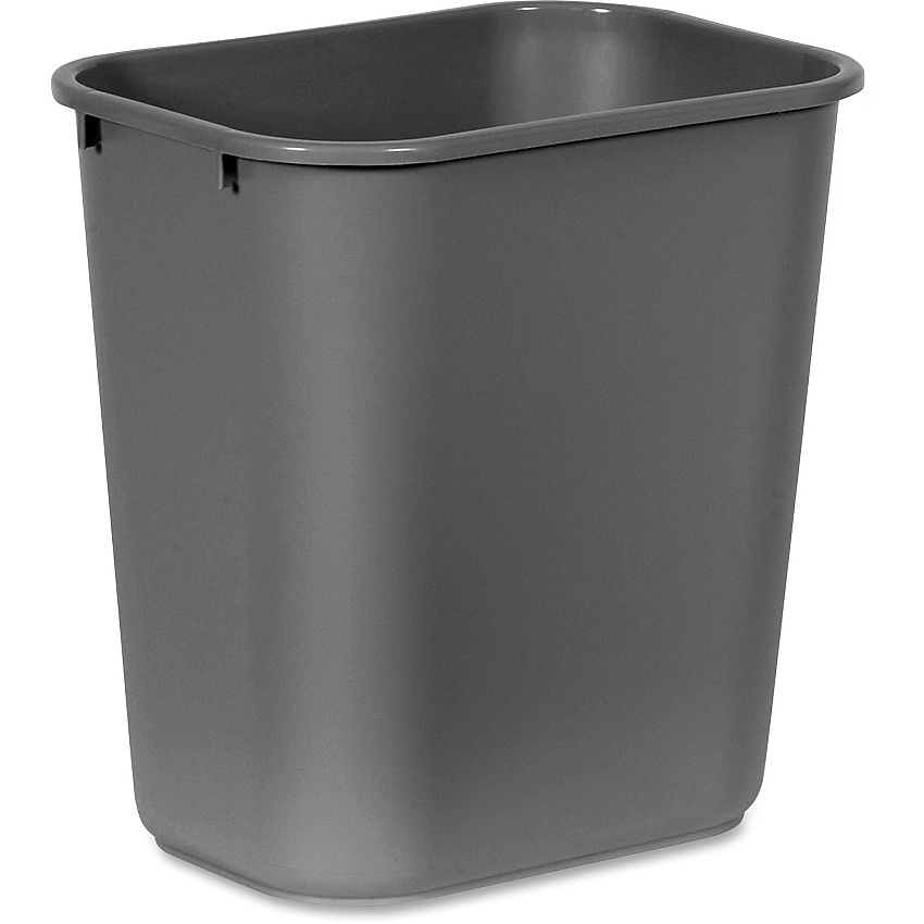 Rubbermaid Commercial 28 QT Medium Deskside Wastebaskets 7 gal Capacity - Rectangular - Dent Resistant, Durable, Rust Resistant, Easy to Clean - 15" Height x 10.5" Width x 14.5" Depth - Plastic - Gray - 12 / Carton (295600GYCT)