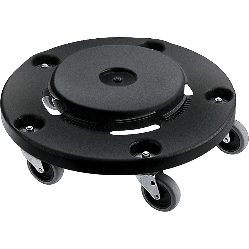 Rubbermaid Commercial Brute Easy Twist Round Dollies 350 lb Load Capacity - 5 Casters - Structural Foam - 18.30" Width x 6.60" Height - Black - 2 / Carton (264000BKCT)