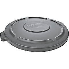 Rubbermaid Commercial Brute 32-Gallon Container Flat Lids Round - Plastic - Gray - 6 / Carton (263100GYCT)