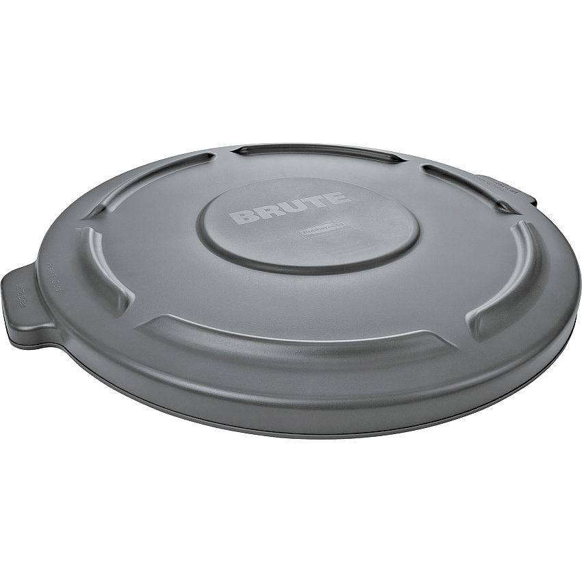 Rubbermaid Commercial Brute 32-Gallon Container Flat Lids Round - Plastic - Gray - 6 / Carton (263100GYCT)