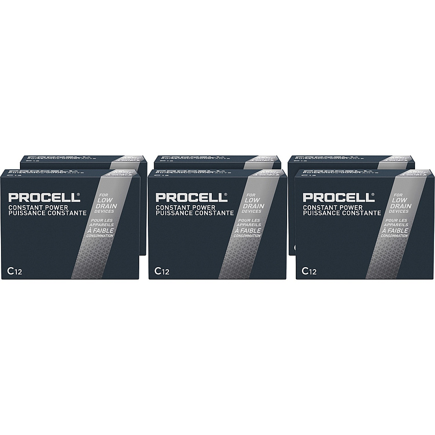 Procell by Duracell Alkaline C Battery Boxes of 12 For Multipurpose - C - 7000 mAh - 1.5 V DC - 12/Box - 6 / Carton (PC1400CT)