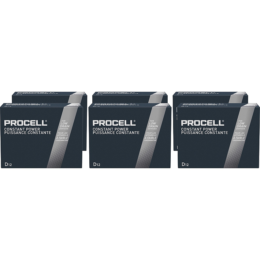 Procell by Duracell Alkaline D Battery Boxes of 12 For Multipurpose - D - 14000 mAh - 1.5 V DC - 12/Box - 6 / Carton (PC1300CT)