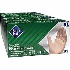 Safety Zone Powder Free Clear Vinyl Gloves 9.25" Glove Length - X-Large Size - Clear - Latex-free, DEHP-free, DINP-free, PFAS-free - For Food Preparation, Cleaning - 100/Box - 10 / Carton (GVP9XLHHCT)