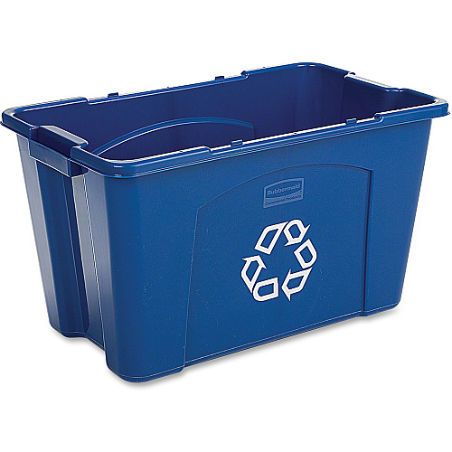 Rubbermaid Commercial 18-gallon Recycling Box 18 gal Capacity - Rectangular - Easy to Clean, Handle, Crack Resistant, Dent Resistant, Stackable - 14.8" Height x 16" Width - Linear Low-Density Polyethylene (LLDPE) - Blue - 6 / Carton (571873BECT)