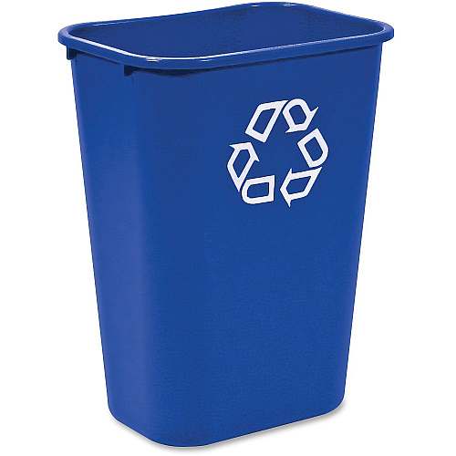 Rubbermaid Commercial Large Recycling Wastebasket 10.31 gal Capacity - Rectangular - Sturdy - 19.9" Height x 11" Width - Plastic - Blue - 12 / Carton (295773BLUECT)