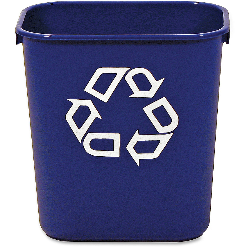 Rubbermaid Commercial 13 QT Standard Deskside Recycling Wastebaskets 3.25 gal Capacity - Rectangular - Compact, Durable - 12.1" Height x 8.3" Width x 11.4" Depth - Resin - Blue - 12 / Carton (295573BECT)