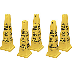 Rubbermaid Commercial 36" Safety Cone Spanish, English - Print/Message "Caution" , "Wet Floor" - 12.2" Width x 36" Height x 12.2" Depth - Cone Shape - Stackable, Sturdy - Plastic - Bright Yellow, Bright Yellow - 5 / Carton (627677CT) Rubbermaid Commercial 36" Safety Cone Spanish, English - Print/Message "Caution" , "Wet Floor" - 12.2" Width x 36" Height x 12.2" Depth - Cone Shape - Stackable, Sturdy - Plastic - Bright Yellow, Bright Yellow - 5 / Carton (627677CT)