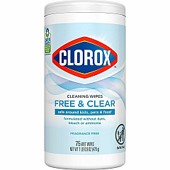 Clorox Free & Clear Cleaning Wipes 4.25" Length x 4.25" Width - Fragrance-free, Dye-free, Residue-free, Durable - White - 75/Tub - 1 Each (32486) Clorox Free & Clear Cleaning Wipes 4.25" Length x 4.25" Width - Fragrance-free, Dye-free, Residue-free, Durable - White - 75/Tub - 1 Each (32486)