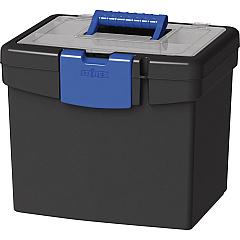 Storex File Storage Box with XL Storage Lid External Dimensions: 10.9" Length x 13.2" Width x 11" Height - 30 lb - Media Size Supported: Letter 8.50" x 11" - Clamping Latch Closure - Plastic - Black, Blue - For File, Folder - 1 Each (61415B02C) Storex File Storage Box with XL Storage Lid External Dimensions: 10.9" Length x 13.2" Width x 11" Height - 30 lb - Media Size Supported: Letter 8.50" x 11" - Clamping Latch Closure - Plastic - Black, Blue - For File, Folder - 1 Each (61415B02C)