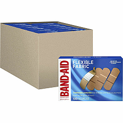 Band-Aid Flexible Fabric Adhesive Bandages 1" Length - Beige - Fabric - 100Box - 12 / Carton (4444CT)