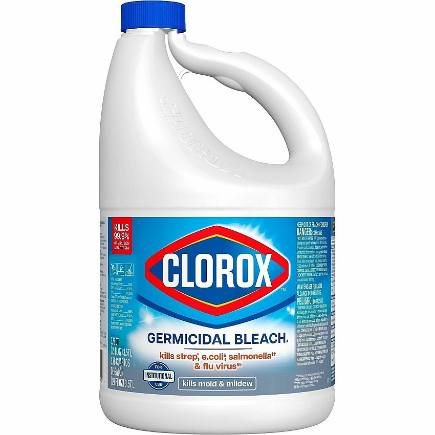 Clorox Germicidal Bleach For Household, Office, Restaurant, Commercial - Concentrate - Liquid - 121 fl oz (3.8 quart) - Regular Scent - Recommended For: Germs Remover, Bacteria Remover, Virus Remover, Mold Remover, Mildew Remover - White - 1 Each (32429)