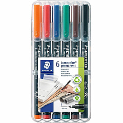 Staedtler Lumocolor Permanent Pen 318 0.6 mm Pen Point - Refillable - Red, Blue, Orange, Green, Brown, Black Ink - Polypropylene Barrel - 6 / Pack (318WP6) Staedtler Lumocolor Permanent Pen 318 0.6 mm Pen Point - Refillable - Red, Blue, Orange, Green, Brown, Black Ink - Polypropylene Barrel - 6 / Pack (318WP6)