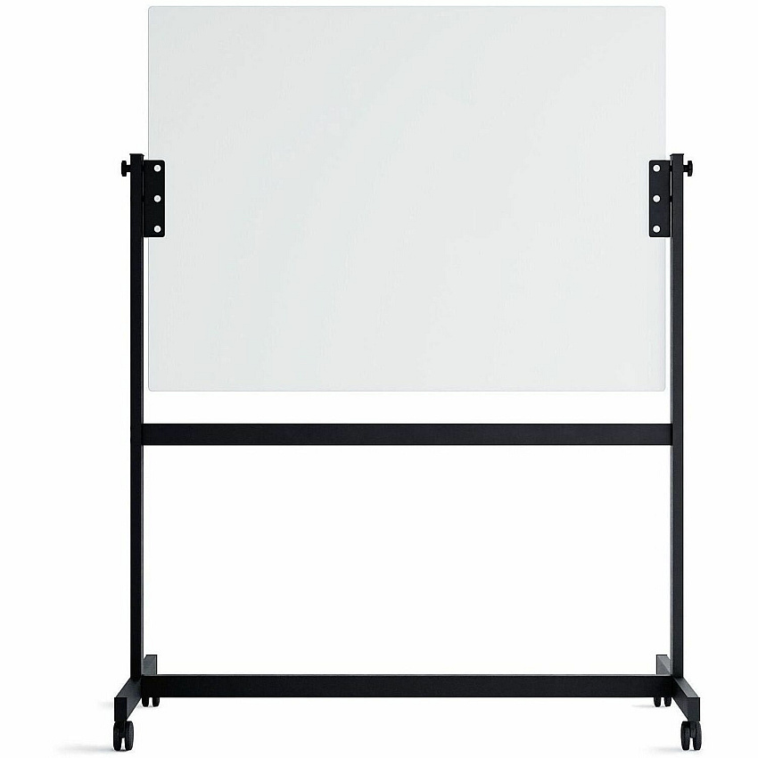 U Brands Magnetic Glass Dry-Erase Board Rolling Easel 48" (4 ft) Width x 36" (3 ft) Height - Frosted White Tempered Glass Surface - Rectangle - Horizontal - Floor Standing, Portable - Magnetic - 1 Each (2368U0001)
