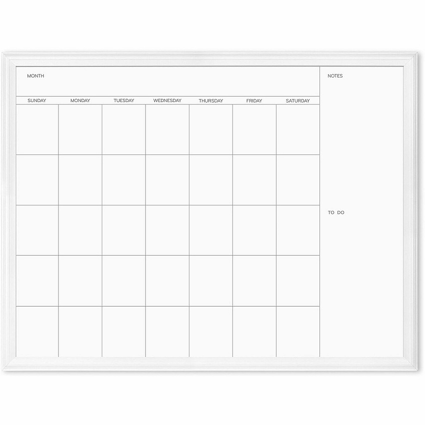 U Brands Magnetic Dry-Erase Monthly Calendar Board 40" (3.3 ft) Width x 30" (2.5 ft) Height - White Painted Steel Surface - White Decor Frame - Rectangle - Horizontal - Magnetic - 1 Each (2918U0001)