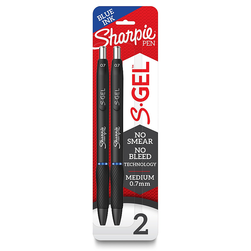 Sharpie S-Gel Pens 0.7 mm Pen Point - Blue Ink - Gel-based - Black Barrel - 2 / Pack (2096170)