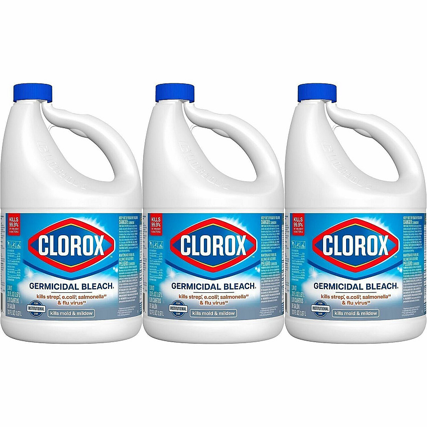 Clorox Germicidal Bleach For Hard Surface, Nonporous Surface, Office, Restaurant, Commercial - Concentrate - Liquid - 121 fl oz (3.8 quart) - Regular Scent - Recommended For: Germs Remover, Odor Remover, Mold Remover, Mildew Remover - Disinfecta (32429CT)