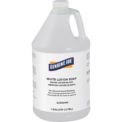 Genuine Joe Lotion Soap 1 gal - Grease Remover, Grime Remover, Dirt Remover, Ink Remover, Oil Remover, Carbon Remover - Hand, Skin - White - Pleasant Scent - 1 Each (GJO03109)