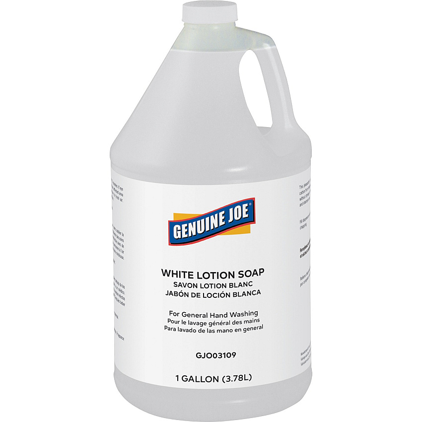 Genuine Joe Lotion Soap 1 gal - Grease Remover, Grime Remover, Dirt Remover, Ink Remover, Oil Remover, Carbon Remover - Hand, Skin - White - Pleasant Scent - 1 Each (GJO03109)