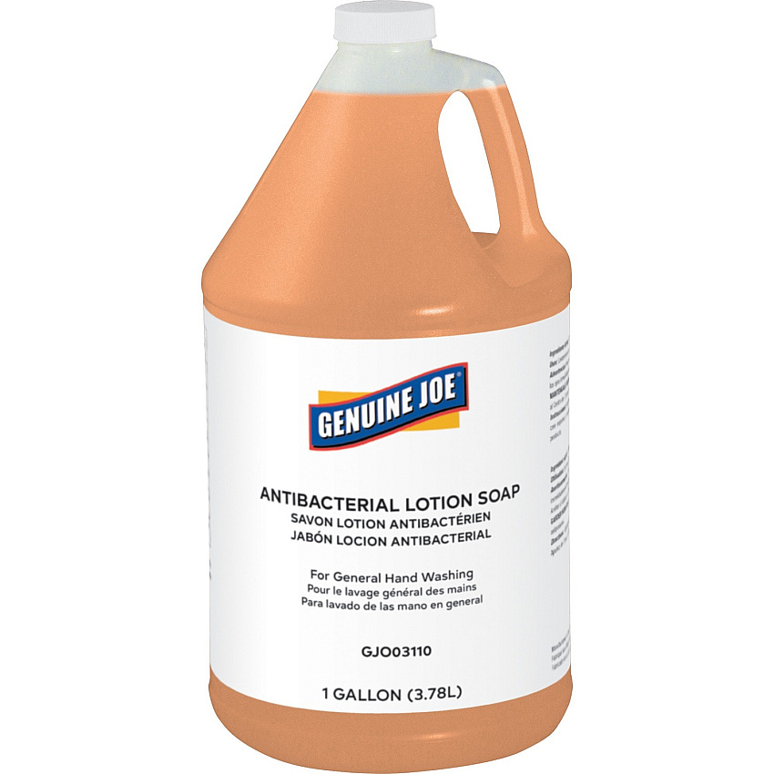 Genuine Joe Antibacterial Lotion Soap 1 gal - Bacteria Remover, Grime Remover, Dirt Remover - Hand - Antibacterial - Orange - Anti-septic, Pleasant Scent - 1 Each (GJO03110)