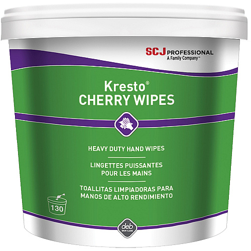 SC Johnson Kresto Heavy-Duty XL Hand Wipes Cherry - 10" Width x 12" Length - White, Red - Polypropylene - 130/Bucket - 1 Each (KCW130W)