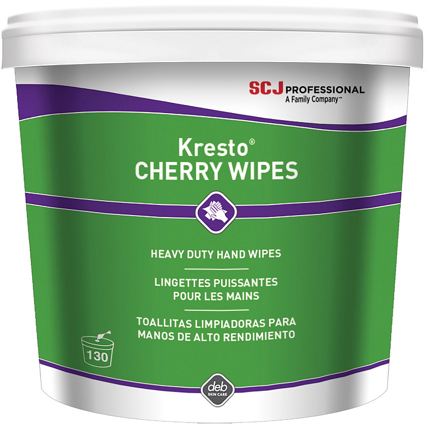 SC Johnson Kresto Heavy-Duty XL Hand Wipes Cherry - 10" Width x 12" Length - White, Red - Polypropylene - 130/Bucket - 1 Each (KCW130W)