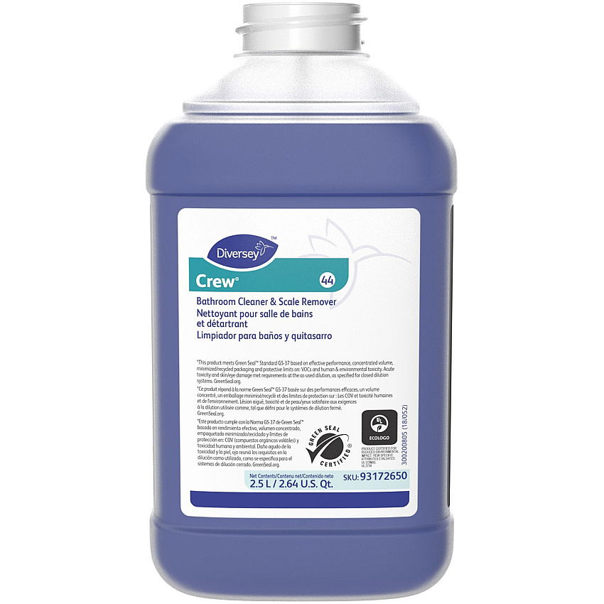 Diversey Crew Bath Cleaner & Scale Remover 84.5 fl oz (2.6 quart) - Fresh Clean Scent - Non-corrosive, Streak-free - Purple - 2 / Carton (93172650)