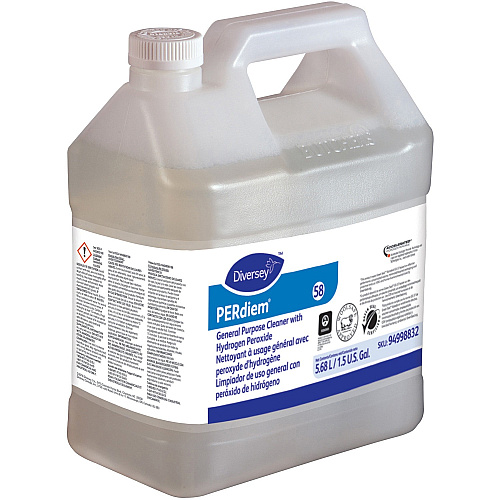 Diversey PERdiem General Purpose Cleaner Concentrate - 192 fl oz (6 quart) - Heavy Duty, Dye-free, Phosphorous-free, Fragrance-free, Odorless, Color-free - Clear - 2 / Carton (94998832)