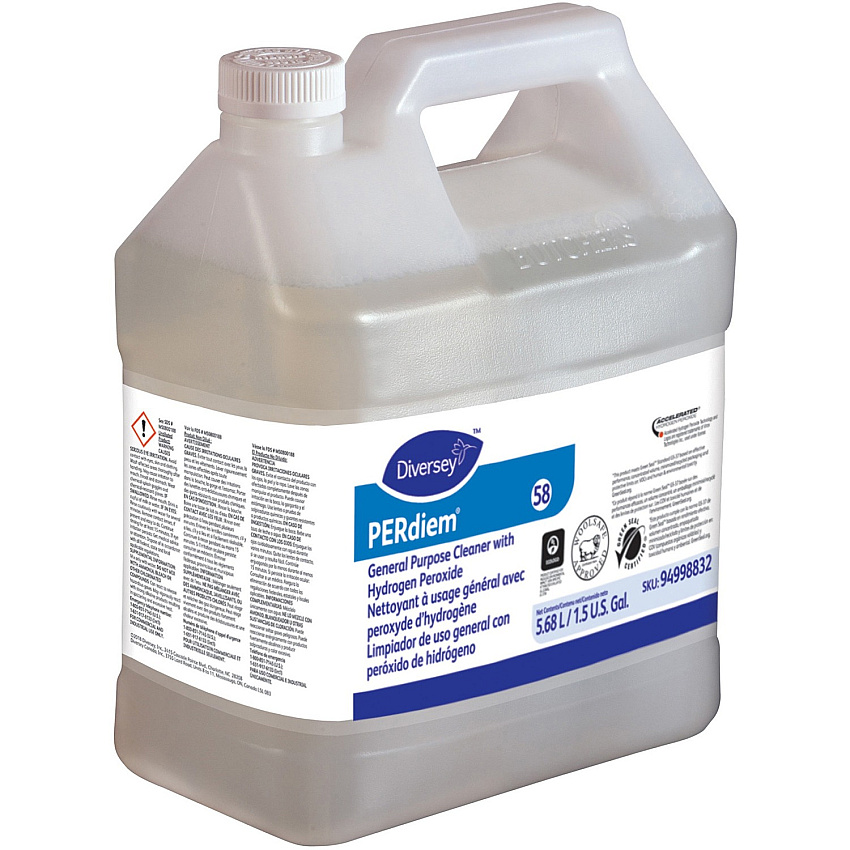 Diversey PERdiem General Purpose Cleaner Concentrate - 192 fl oz (6 quart) - Heavy Duty, Dye-free, Phosphorous-free, Fragrance-free, Odorless, Color-free - Clear - 2 / Carton (94998832)