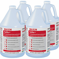 Maxim Facility+ One Step Disinfectant For Hard Surface, Food Service, Cruise Ship, School, Hotel - 128 fl oz (4 quart) - Recommended For: Mold Remover, Mildew Remover, Odor Remover - Deodorant, Non-porous - Clear - 4 / Carton (04620041) Maxim Facility+ One Step Disinfectant For Hard Surface, Food Service, Cruise Ship, School, Hotel - 128 fl oz (4 quart) - Recommended For: Mold Remover, Mildew Remover, Odor Remover - Deodorant, Non-porous - Clear - 4 / Carton (04620041)