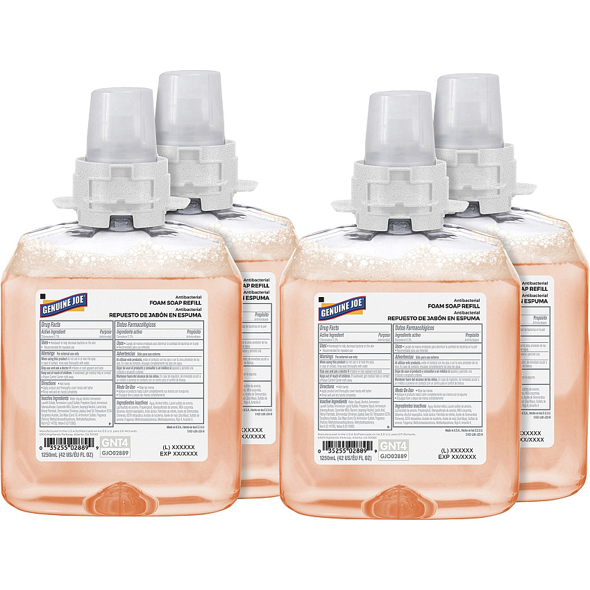 Genuine Joe Antibacterial Foam Soap Refill Orange Blossom Scent - 1.32 quart - Bacteria Remover - Hand, Skin - Antibacterial - Orange - 4 / Carton (GJO02889CT)