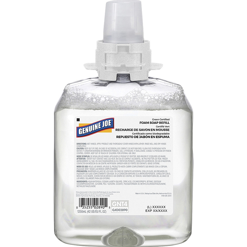 Genuine Joe Green Certified Soap Refill Fragrance-free Scent - 1.32 quart - Hand, Skin - Clear - 1 Each (GJO02890)