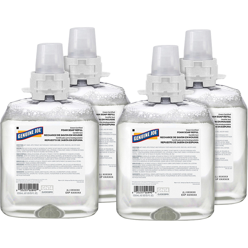 Genuine Joe Green Certified Soap Refill Fragrance-free Scent - 1.32 quart - Hand, Skin - Clear - 4 / Carton (GJO02890CT)