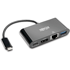 Tripp Lite series USB-C Multiport Adapter for Tablet PC, Smartphone, Monitor, Desktop PC, Notebook - USB Type C - 7 x USB Ports - 2 x USB 3.0 - USB Type-C - Network (RJ-45) - HDMI - Wired - 1 Each (U44406NH4GUB)