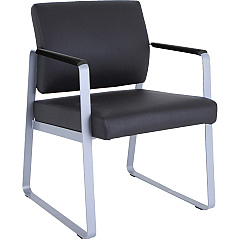Lorell Healthcare Reception Sled Base Guest Chair Silver Frame Color - Powder Coated Steel Frame Material - Black - Vinyl - 1 Each (LLR66996)