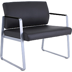Lorell Healthcare Reception Big & Tall Sled Base Guest Chair Silver Frame Color - Powder Coated Steel Frame Material - Sled Base - Black - Vinyl - 1 Each (LLR66997)