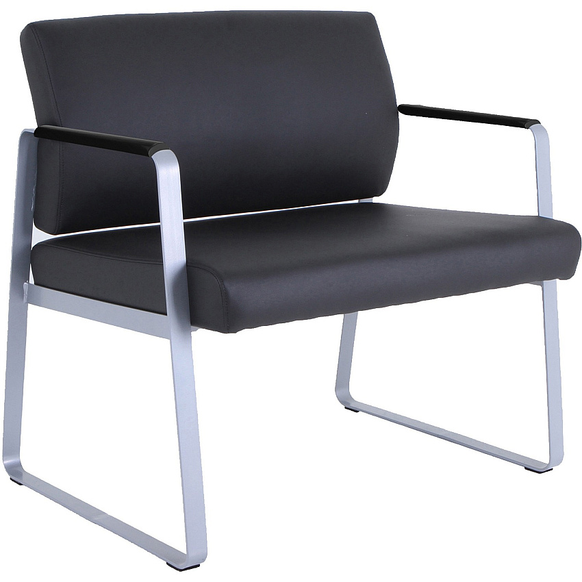 Lorell Healthcare Reception Big & Tall Sled Base Guest Chair Silver Frame Color - Powder Coated Steel Frame Material - Sled Base - Black - Vinyl - 1 Each (LLR66997)