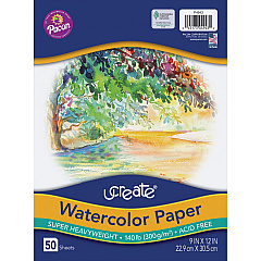 UCreate Watercolor Paper 140 lb Basis Weight - 9" x 12" Sheet Size - White Paper - Acid-free, Recyclable - 50 / Pack (P4943) UCreate Watercolor Paper 140 lb Basis Weight - 9" x 12" Sheet Size - White Paper - Acid-free, Recyclable - 50 / Pack (P4943)