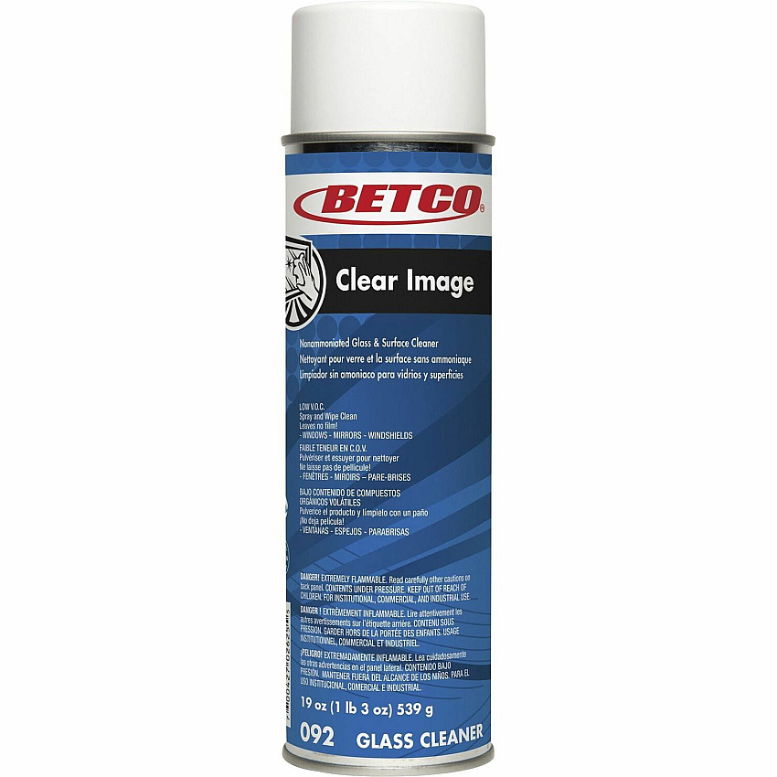 Betco Clear Image Glass & Surface Cleaner Ready-To-Use - 19 oz (1.19 lb) - Unscented, Non-streaking Aerosol Spray Can - 1 Each (0922302)